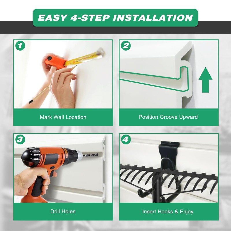 Slatwall Panel Garage Wall Organizer Storage Systems, Wall Mounted PVC