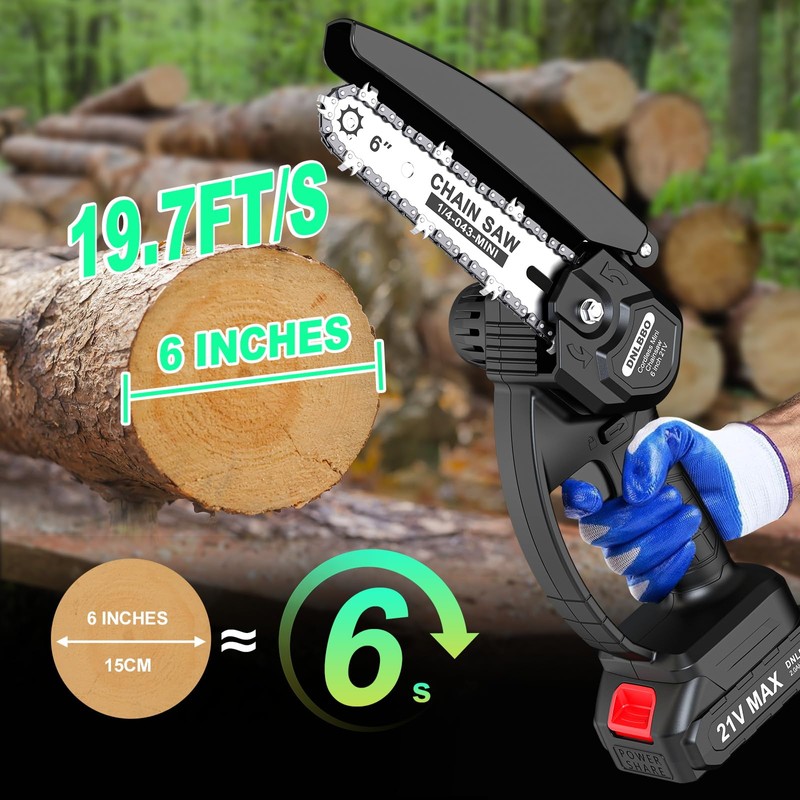 Mini Chainsaw Cordless, 6 inch Electric Chain Saw, Gardening Tool