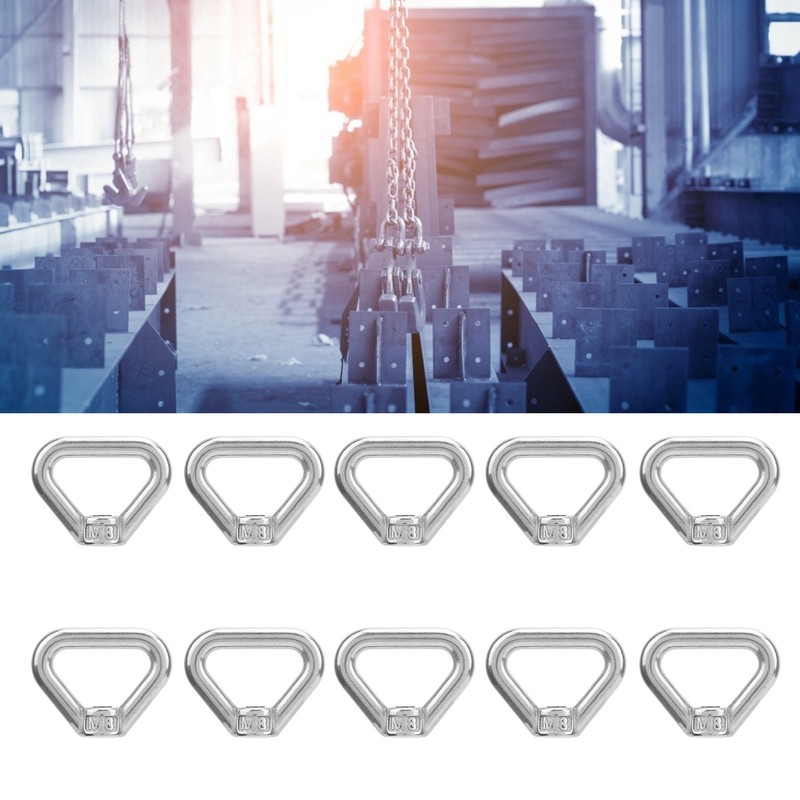 10pcs Silver Screw Nut 304 Stainless Steel Triangle Ring Nut