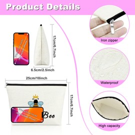 Bee Gifts for Bee Lovers Makeup Bag Bee Inspirational Gifts Bee Themed Gifts for Teachers Cosmetic Bag Valentines Day Honeybee Gifts Beekeeper Gifts for Women Birthday Christmas Gifts Travel Pouch
