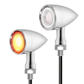 ZENTHOR Motorcycle Turn Signals - 2PCS Chrome Bullet LED Front Lights Motorcycle Blinkers Indicator Tail Lights Compatible with Honda Yamaha Suzuki Kawasaki Harley Sportster Dyna
