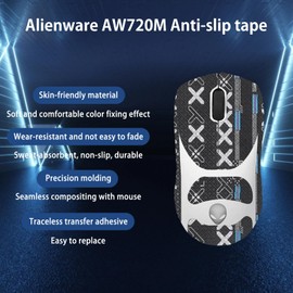 NOUKAJU Mouse Grip Tape Full Coverage for Alienware AW720M, Mouse Anti Slip Grip Tape,Self-Adhesive PreCut Sweat-Resistant Professional Mice Upgrade Kit(Black)