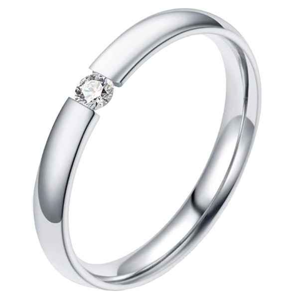 Clepsidra® Anillos de Promesa Acero Inoxidable con piedra central. Anillos