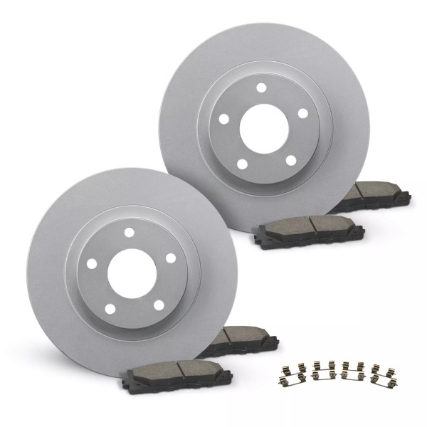 Atom Auto Parts Rear Geomet Brake Rotors + Pads for