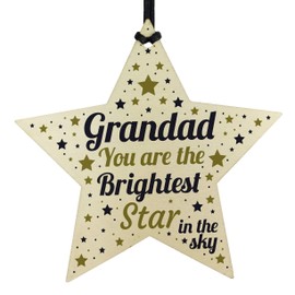 RED OCEAN Christmas Tree Bauble Grave Memorial Ornament For Grandad Wooden Star Keepsake Plaque