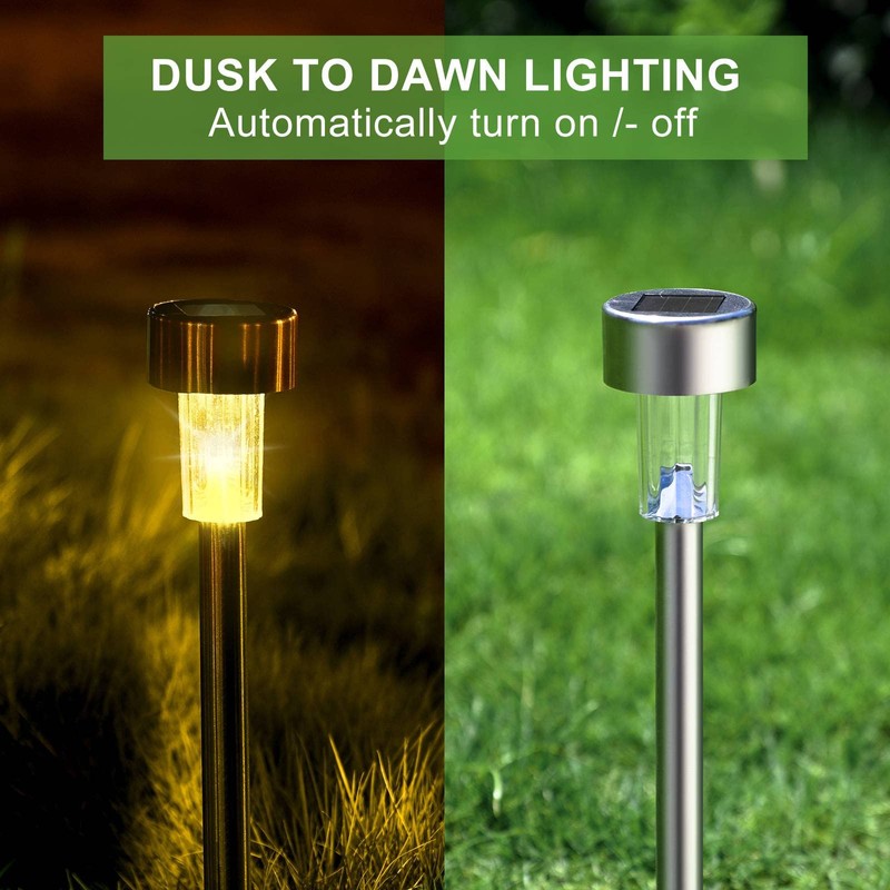 Solar Lights Outdoor Waterproof, Stainless Steel LED Landscape Lighting, Solar