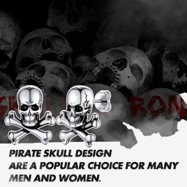 Gothic Skull Earrings Studs For Men Boys, Stainless Steel Crossbones Skull Stud Earring Punk Biker Jewelry for Father Son