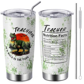 GWOWLWF Teacher Gifts for Women, Teacher Appreciation Gifts, 20 Oz Coffee Tumbler with Lid and Straw, Funny Teacher Gift Ideas, Teacher Birthday Retirement Gifts, Teachersaurus Teacher Tumbler 20 Oz