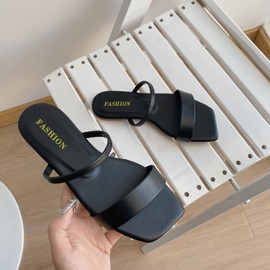 MIYIHA Sandalias para Playa Mujer -Sandalias de piso mujer，Fondo Antideslizante, Material Transpirable y Liviano - Ideal para Verano y Actividades al Aire Libre (Negro, 23.5 cm)