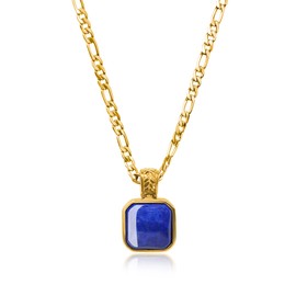 COAI Figaro Chain Necklace Lapis Lazuli Crystal Necklace, Gold Necklace 24"