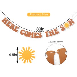 Here Comes The Son/Sun Baby Shower Banner – Decoración de Baby Shower para niño, It'S A Boy, Baby Shower Party Photo Props Banner Banner Banner Baby Boy Letras Banner (BANNER COME SUN)