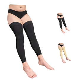 Ziperior No Foot 20-30 mmHg Compression Inside Leg Zipper Wide Calf Thigh High (Black, 2X-Large)