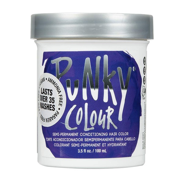 Punky Violet Semi Permanent Conditioning Hair Color, Non-Damaging Hair Dye, Vegan, PPD and Paraben Free, Transforms to Vibrant Hair Color, Easy To Use and Apply Hair Tint, lasts up to 25 washes, 3.5oz