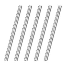 M METERXITY 5-Pack Fully Threaded Rod, M6x90mm 304 Stainless Steel Right Hand Thread Bar Studs for Furniture Anchor Bolts/Clamps/U-Bolts, Metric Threaded Screw