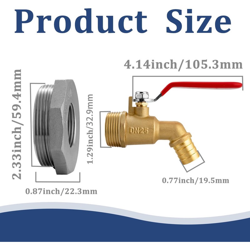 Enoch's Land 55 Gallon Drum Spigot,2" Brass Barrel Faucet with