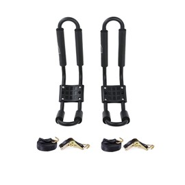 AA-Racks J-Bar Rack for Kayak Carrier Canoe Boat Paddle Board Surfboard Roof Top Mount on Car SUV Truck Crossbar with 16 Ft Ratchet Lashing Straps