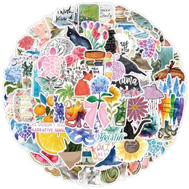 100PCS Cute Wind Watercolor Stickers for Adults Teens Girls and Kids,Aesthetic Waterproof Decals for Water Bottle Journal Laptop Phone Computer Scrapbook Luggage Skateboard Helmet Motorcycle Bike