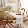 Rustic Farmhouse Style Linen Table Runner, Boho Handmade Tassel Embroidered