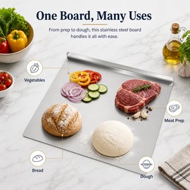 Stainless Steel Cutting Board with Counter Lip,Metal Pastry Board Kitchen