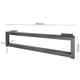 woplus Pack of 2 Rectangular Furniture Feet | Furniture Leg, Cabinet Foot & Sofa Feet - Matte Black, H: 120mm, W: 500mm [12 x 50 cm]