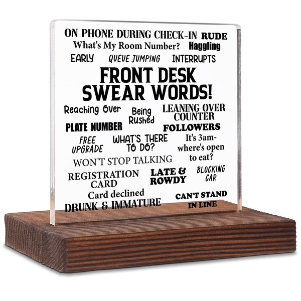 Funny Front Desk Sign for Receptionist Office Decor, Acrylic Desk