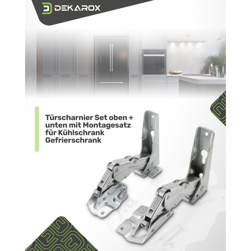 DEKAROX Hettich Door Hinge Set Top and Bottom for Whirlpool