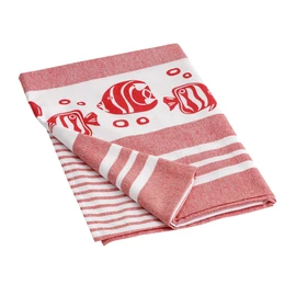 Baroni Home Telo Mare con nappe colourate, Pareo, Telo da Yoga, Asciugamano da Spiaggia Hammam, Super Assorbente e Asciugatura Rapida, Ecologico, 90 x 170 cm (Pesci Rossi)