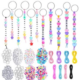 556 Piece Set Keychain Making Kit, Keyring Making, Keyring Kit, Keyring Making Kit, Letter Bead, Colorful Beads Heart Bead and Cords, Perfect for Handcrafting Keyrings, Backpack Charms, Party Favors