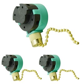 Txelegant Zing Ear ZE-268S6 Pull Chain Switch 3 Speed 4 Wire 125V 6A 250V 3A Repair Kit Replacement for Ceiling Fan Wall Lights Cabinet Lamps Harbor Breeze Cord Control Nickel Plastic 3 Pack
