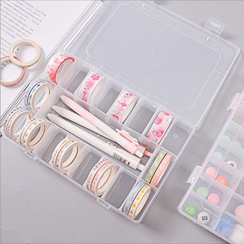 Sorting Box, Portable 24 Grid Clear Hard Plastic Adjustable Jewellery