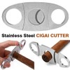 Silver Stainless Steel Cigar Cutter Cigar Cutter Double Blade Scissors