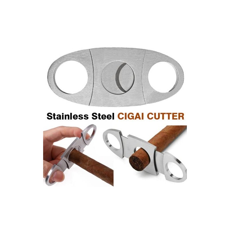 Silver Stainless Steel Cigar Cutter Cigar Cutter Double Blade Scissors