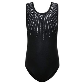 BAOHULU Gymnastics Leotards for Girls Shiny Jewels Kids Athletic Apperal Dance Outfit B199_Black_4A
