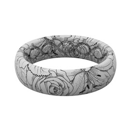 Groove Life Aspire Winter Rose Silicone Ring Breathable Rubber Wedding Rings for Women, Lifetime Coverage, Unique Design, Comfort Fit Ring - Size 9