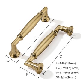 khtumeware 5 Pack 3-3/4 Inch(96mm) Champagne Bronze Cabinet Pulls Heavy Duty Solid Satin Brass Cabinet Handles Kitchen Cabinet Hardware for Cupboard Drawer Handles Dresser Pulls