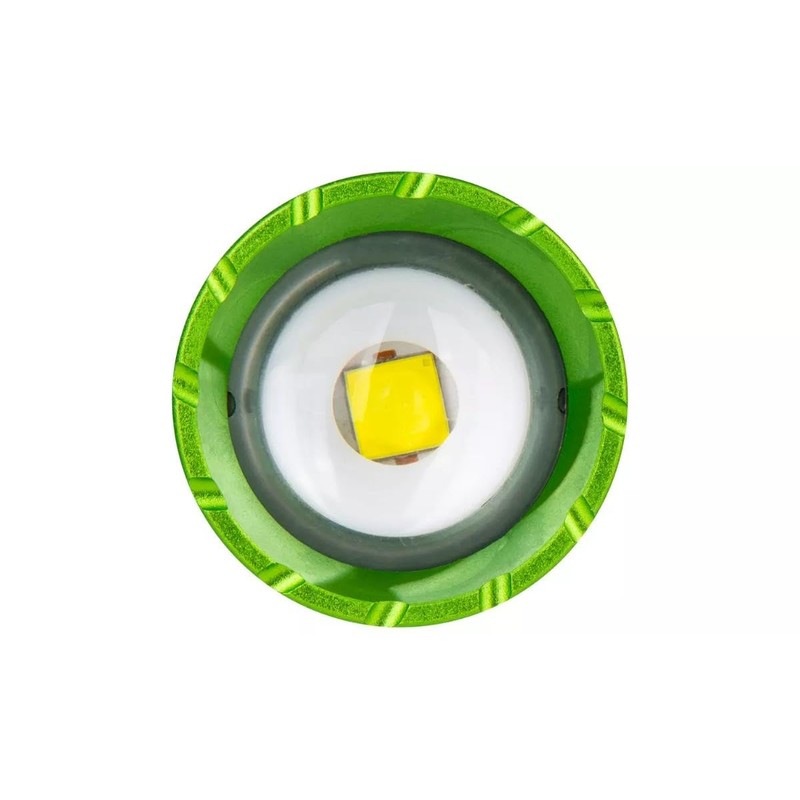 Handyfix Luceco LED Tactical Flashlight, Black with Green Trim, High-Power