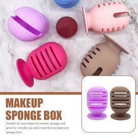 Soporte de Silicona Diseño Especial para Esponjas de Maquillaje 2piezas Ligero para Limpieza Adecuado para Viaje y Uso en Casa