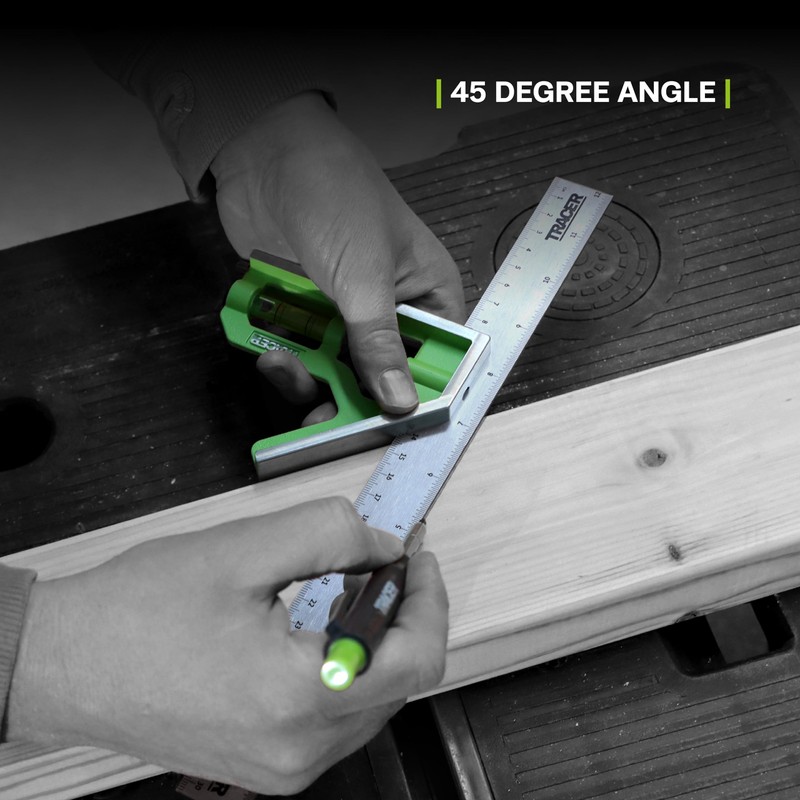 TRACER Combination Square 300mm (12 Inch). 45/90 degree Measuring Tool