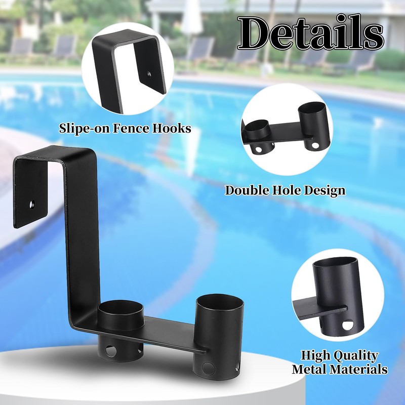 2 Pcs Pool Fence Hooks, Heavy Duty Adjustable Pool Tool
