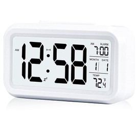 WEISPO Reloj Despertador Digital con Pantalla LED, Despertador Electronico con Función Snooze, Temperatura, 12/24 H, Fecha, Reloj de Alarma Digital para Dormir, Mesilla, Dormitorio, Cocina, Oficina