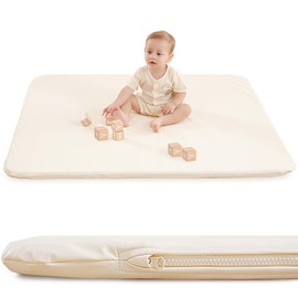 Padded Baby Play Mat for Your Boy or Girl - Extra Thick & Super Soft Vegan Leather Floor Mat Creates A Safe Play Area for Little Ones - Waterproof Crawling Mat for Baby Play on Floor (Beige)