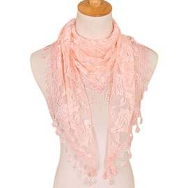 MAIRY Pink Scarf Women Church Lace Veil Catholic Mass Head Covering Spanish Chapel Mantilla Religious Christian Gift for Women148012
