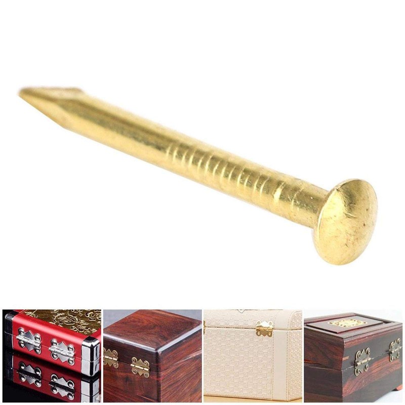 100Pcs Brass Tacks Nails Multi-Sizes Brass Nails Hardware Small Copper