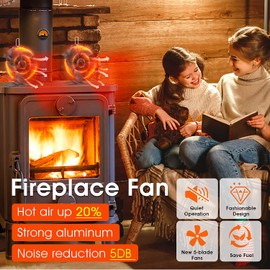 Wood Stove Fan Heat Powered Stove Fan 5 Blades Fireplace Fans Non Electric Silent Woodstove Fans Ecofan for Wood Stove Log Burner Fireplace Heat Distribution