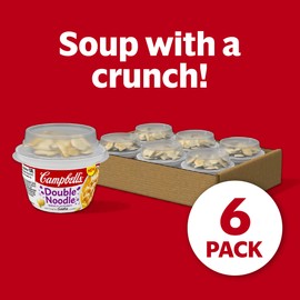 Campbell's Double Noodle Soup With Original Goldfish Crackers, 7 Ounce Microwaveable Cup (Pack of 6)