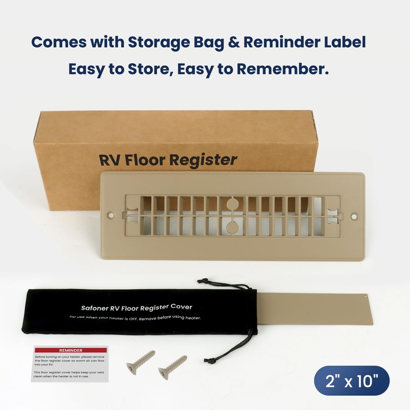 Safoner Aluminum RV Floor Register 2"x10" with Removable Cover, Lightweight