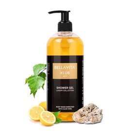 Bella Vita Luxury Gel De Ducha Klub Man Para Hombre | Gel De Ducha Para Hombre(500 Ml)| Limpieza Profunda, Hidratación Y Humectación Con Extracto De Aloe Vera Y Polvo De Carbón | Apto Para Todo Tipo