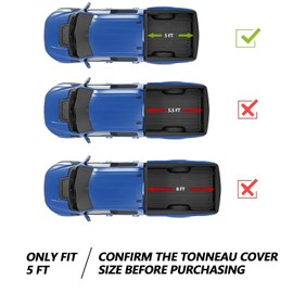 5' 1" Soft Roll Up 5ft Truck Bed Cover for Ford Ranger Tonneau Cover,Fits 2019-2025 Ranger 5ft Models, Black | Styleside/Fleetside (Not for Flareside/Stepside) | Not fit Cargo Management Rails