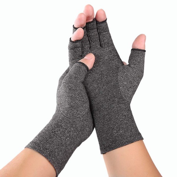 1 Pair Fingerless Arthritis Gloves - Compression Gloves for Pain Relief - Support and Improve Blood Circulation in Wrist and Hand, Helps with Carpal Tunnel Syndrome and More