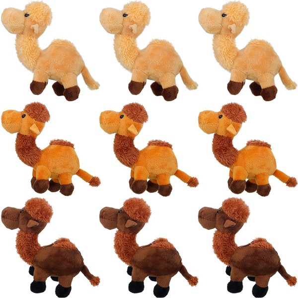 9 Pack Camel Stuffed Animal Camel Plush Cute Camel Doll Toy Soft Small Stuffed Camel Hanging Ornaments for Keys Purse Backpack School Bags, DIY Birthday Party Favors, 5.5 x 2 Inches